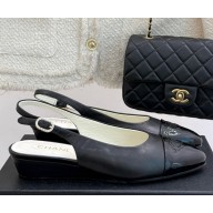 Chanel lambskin and patent Slingback black 2025