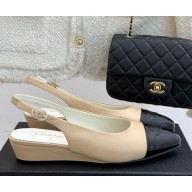 Chanel lambskin and patent Slingback black/beige 2025