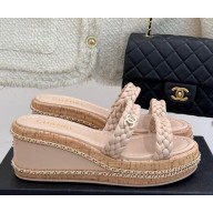 Chanel knit platform heel 7cm slipper pink 2025