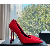 Saint Laurent 110mm Emmanuelle pumps red silk 2025 