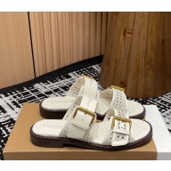 Dior D-Avenue Slide white Calfskin with Openwork Microcannage Motif 2025
