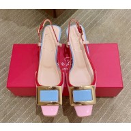 Roger Vivier Belle Vivier Covered Buckle Slingback Pumps in Patent Leather pink/sky blue heel 4.5cm 2025