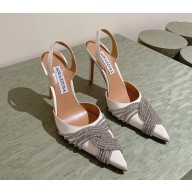 Aquazzura Gatsby heel 6.5/10.5cm crystal-embellished pumps white 2025