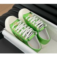 Chanel lace-up leather sneaker green 2025