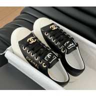 Chanel lace-up leather sneaker black 2025