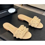Chanel flat Camellia Slipper beige 2025