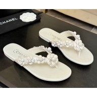 Chanel flat Camellia flip-flops white 2025