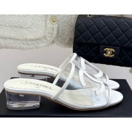 Chanel Double C leather and PVC slipper white 2025