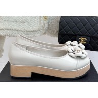 Chanel Camellia lambskin pumps heel 4cm ivory 2025