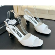 Chanel heel 6.5cm leather sandals white 2025
