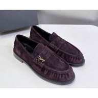 Saint Laurent suede loafers burgundy 2025