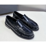 Saint Laurent calf leather loafers black 2025