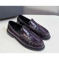 Saint Laurent calf leather loafers purple 2025