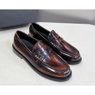 Saint Laurent calf leather loafers brown 2025