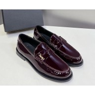 Saint Laurent patent calf leather loafers burgundy 2025