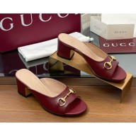 GUCCI Women's Horsebit slide 816607 red heel 5cm 2025