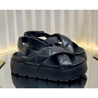 Prada platform 5.5cm nappa leather sandals Black 2025