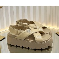 Prada platform 5.5cm nappa leather sandals beige 2025