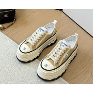 Chanel platform lace-up sneaker with cc logo yellow 2025