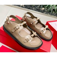 Valentino Garavani rockstud CALFSKIN SANDAL flat beige 2025