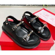 Valentino Garavani rockstud CALFSKIN SANDAL flat black 2025