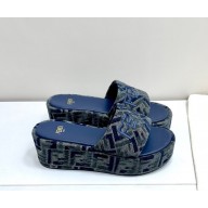 FENDI Sunshine FF slides heel 6.5cm platform 4cm blue 2025
