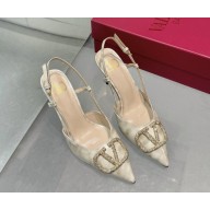 Valentino Garavani Vlogo heel 8cm/4.5cm/flat Signature Slingbacks pumps white 2025 