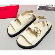 Valentino Garavani VLogo Locker sandal in calfskin white 2025