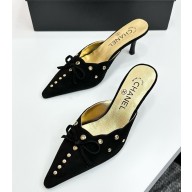 Chanel mule suede with bow black 0221-2025
