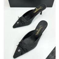 Chanel pointed mule suede dark grey 2025