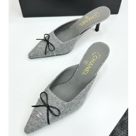 Chanel pointed mule suede light grey 2025
