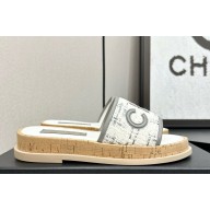 Chanel flat CC Tweed and leather mule grey 2025