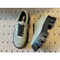 Prada platform suede and ripstop fabric loafer army green 2025