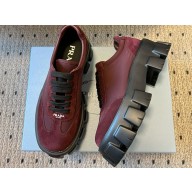 Prada platform suede and ripstop fabric loafer burgundy 2025