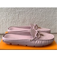 Louis Vuitton Gloria Open Back Flat Loafer Light pink Perforated grained calf leather 2025