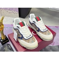 GUCCI Women/men Re-Web trainer 821730 Beige and dark brown GG canvas 2025