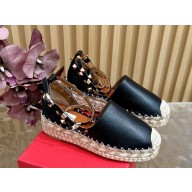 Valentino Garavani Rockstud Espadrille calfskin black platform 5cm 2025