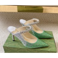 Jimmy Choo heel 6.5cm/8.5cm Satin Pumps with Crystals emerald/crystal 2025