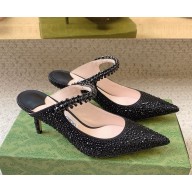 Jimmy Choo heel 6.5cm/8.5cm Satin Pumps with Crystals black/crystal 2025