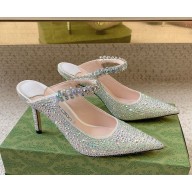 Jimmy Choo heel 6.5cm/8.5cm Satin Pumps with Crystals silver/crystal 2025