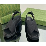 Gucci crossover strap GG Supreme canvas platform sandals 02 heel 7cm 2025
