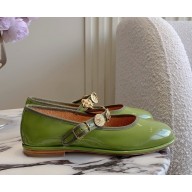 Chanel patent LAMBSKIN Mary Janes green G45778 2025