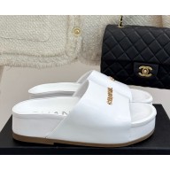 Chanel platform calf leather slippers white 2025