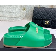 Chanel platform calf leather slippers green 2025