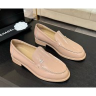 Chanel patent calfskin loafer with CC crystal logo nude 2025