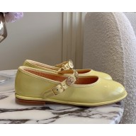Chanel patent LAMBSKIN Mary Janes light yellow G45778 2025