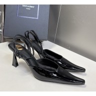 Saint Laurent Aimée Slingback Pumps in patent leather black heel 7.5cm 2025