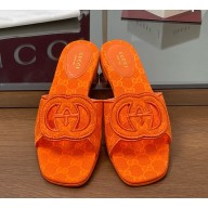 ‎Gucci women's Interlocking G cut-out slide sandals 790447 orange GG canvas 2025