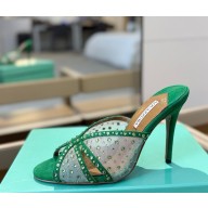 ‎Aquazzura 105mm Slow Kisses mules mesh design green 2025