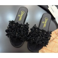 ‎Chanel mules Suede Kidskin & Strass black G46231 2025